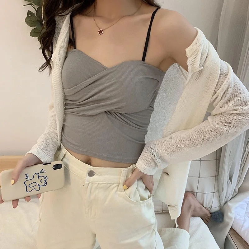 Women Cotton Underwear Push Up Brassreie Women Suspender Tank Up Sexy Fashion Top Ladies Solid Color Lingerie Female  Soft Top