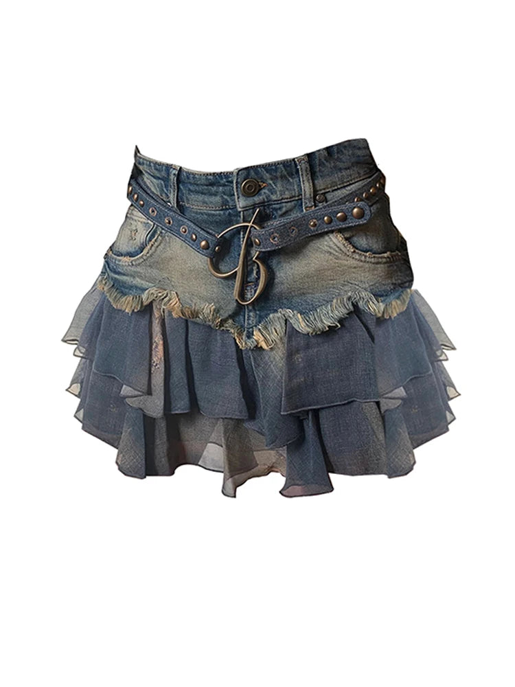 Aiertu Women Patchwork Skirt Vintage Y2k Summer Skirt Harajuku Korean Style Streetwear Elegant Fashion A-line Mini Skirt Pippie Clothes Aiertu