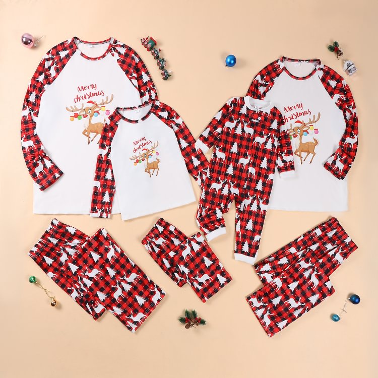 Christmas Family Matching Reindeer Print Long-sleeve Pajamas Sets