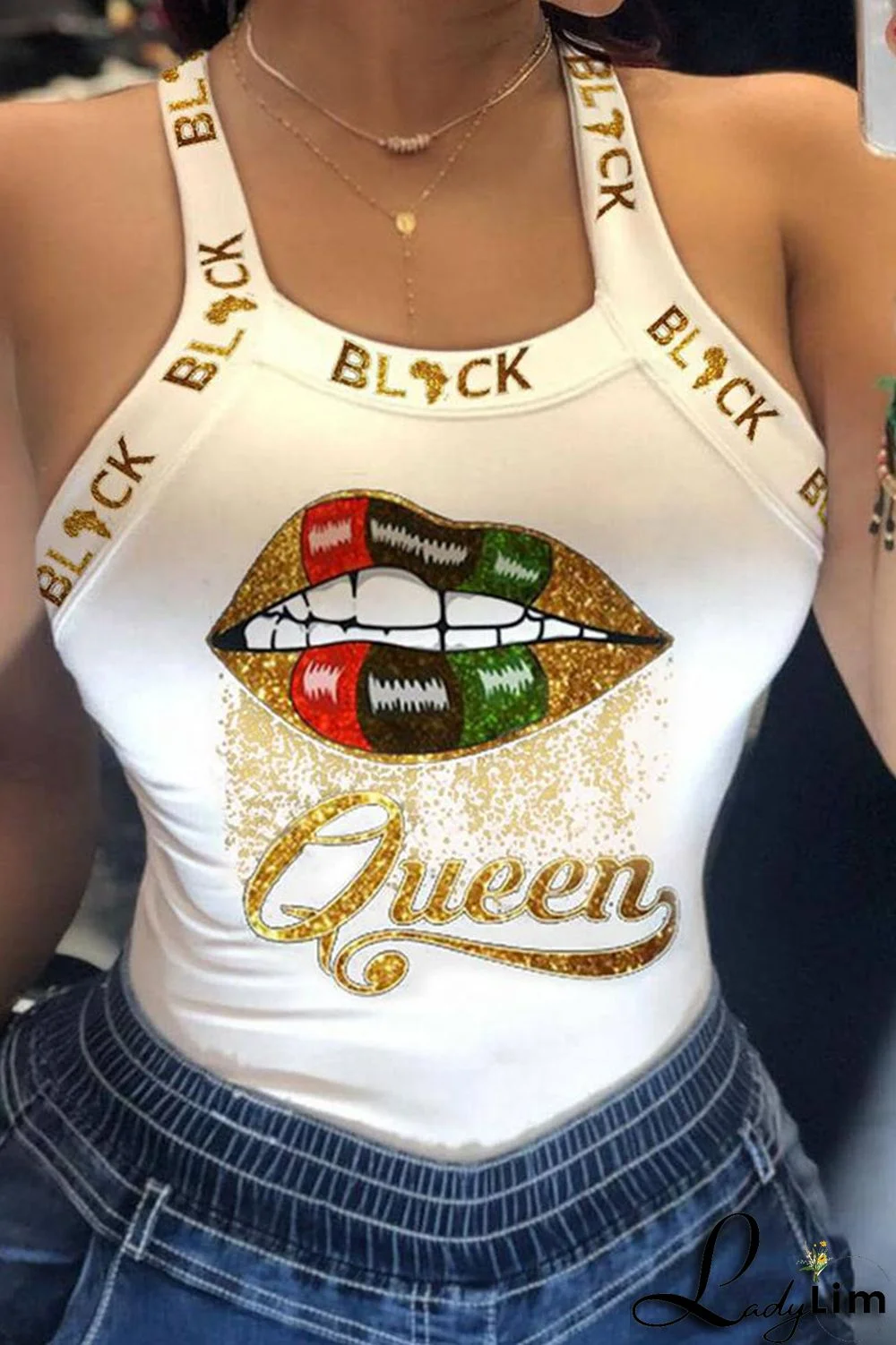 Deep Red Casual Street Print Patchwork U Neck Tops