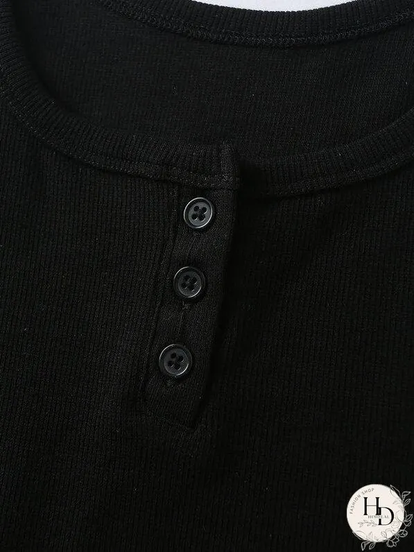 Button Detail Scoop Neck Tank Top