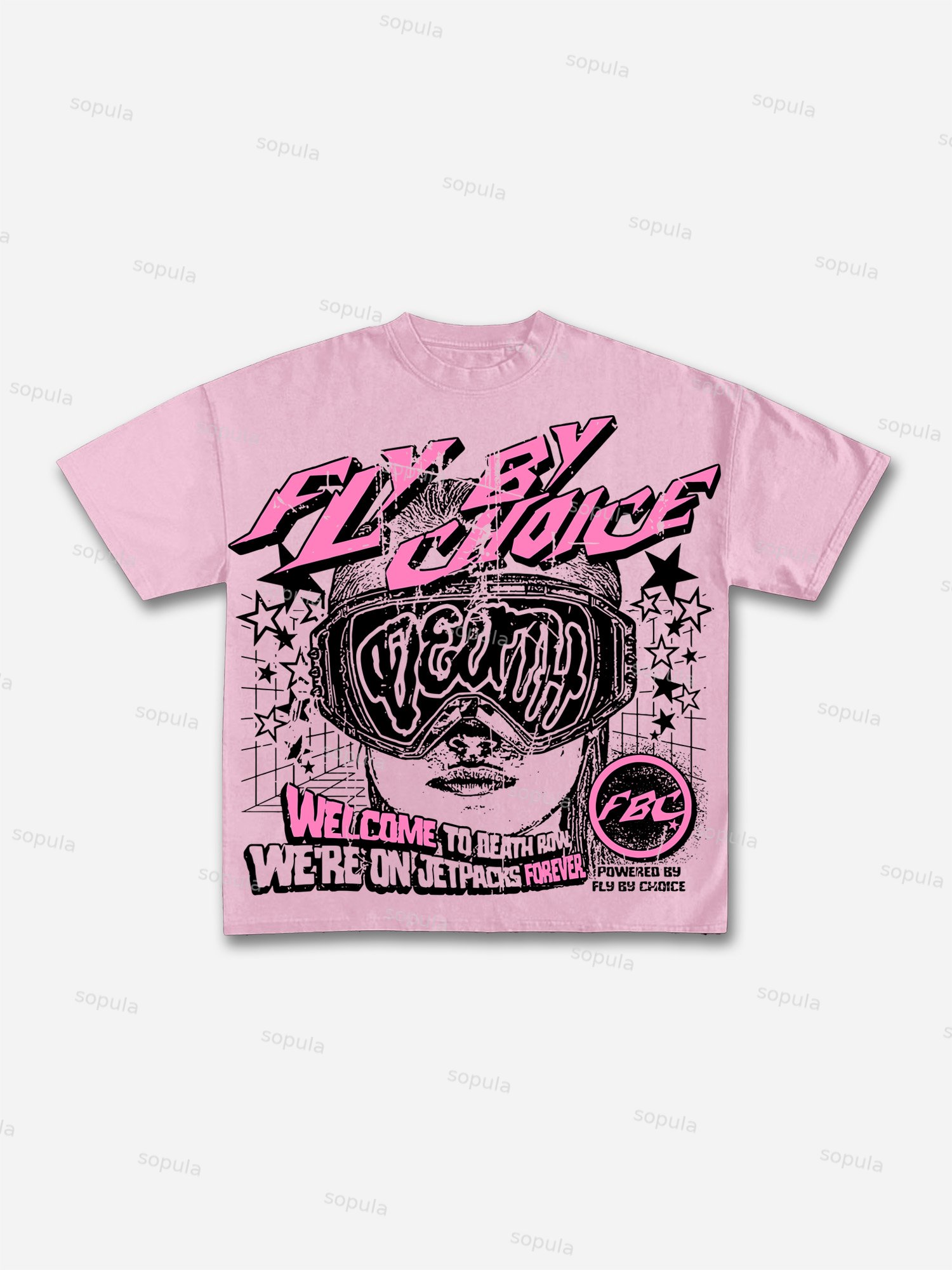 Vintage Fly By Choice Death Graphic Cotton Short Sleeve T-Shirt