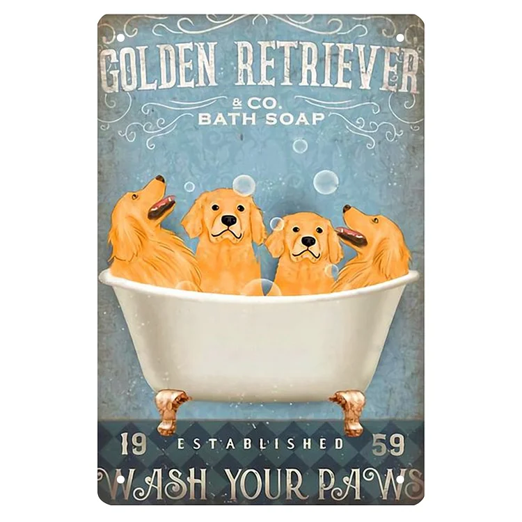 Bathtub Dogs - Vintage Tin Signs/Wooden Signs - 7.9x11.8in & 11.8x15.7in
