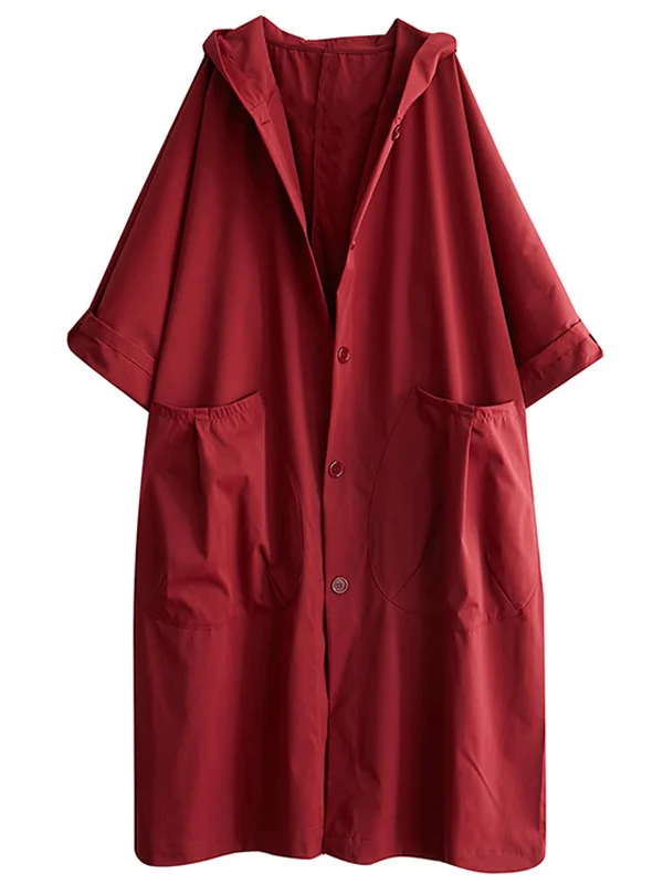 Original Solid Hooded Trench Coats