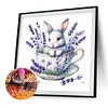 Kaninchen und Lavendel - Rundbohrer Diamantmalerei - 40*40cm