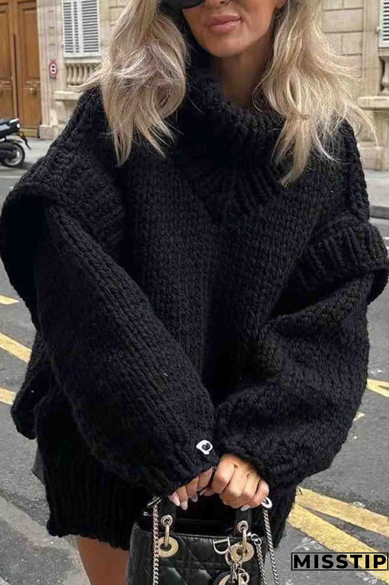 Solid Long Sleeve Cowl Neck Sweater