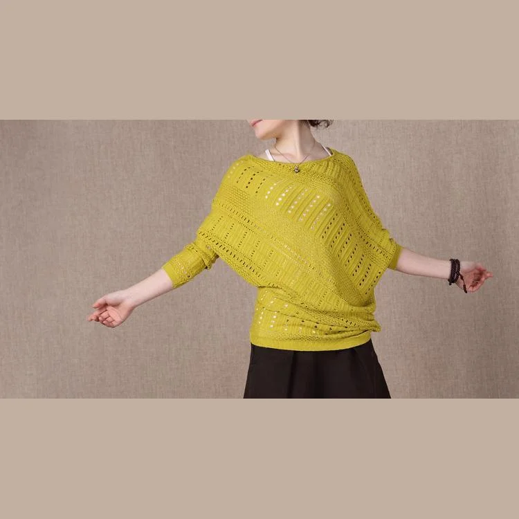 Yellow Oversize sweaters top