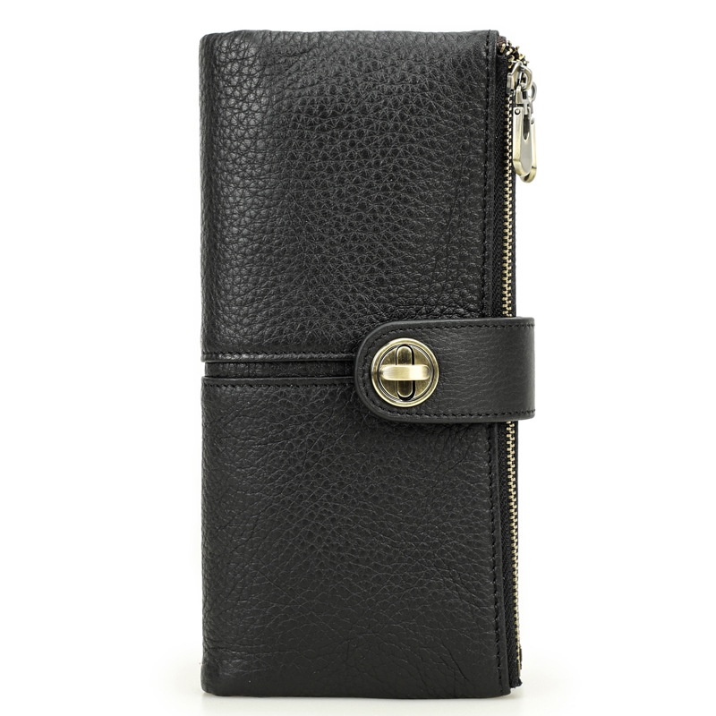Mature Women Long Buckle Cowhide Wallet