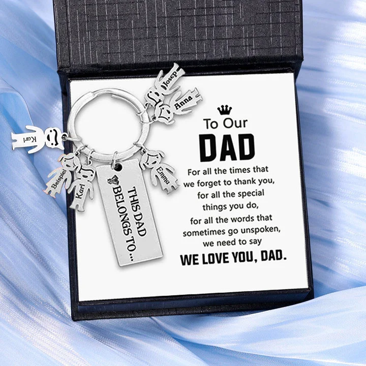 6 Names Personalized 6 Children's Name Keychain This Dad Belongs To Keyring