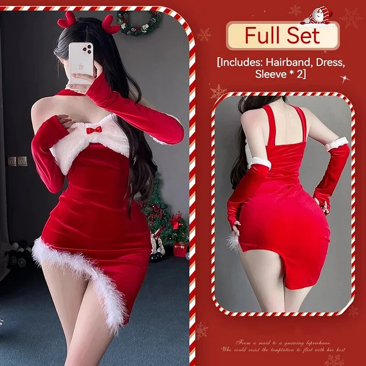 【Wetrose】In Stock Christmas Reindeer Babydoll Cosplay Costume Santa New Year Sexy Lingerie