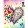 Fleurs de coeur-perce-ronde peinture diamant-30*40cm