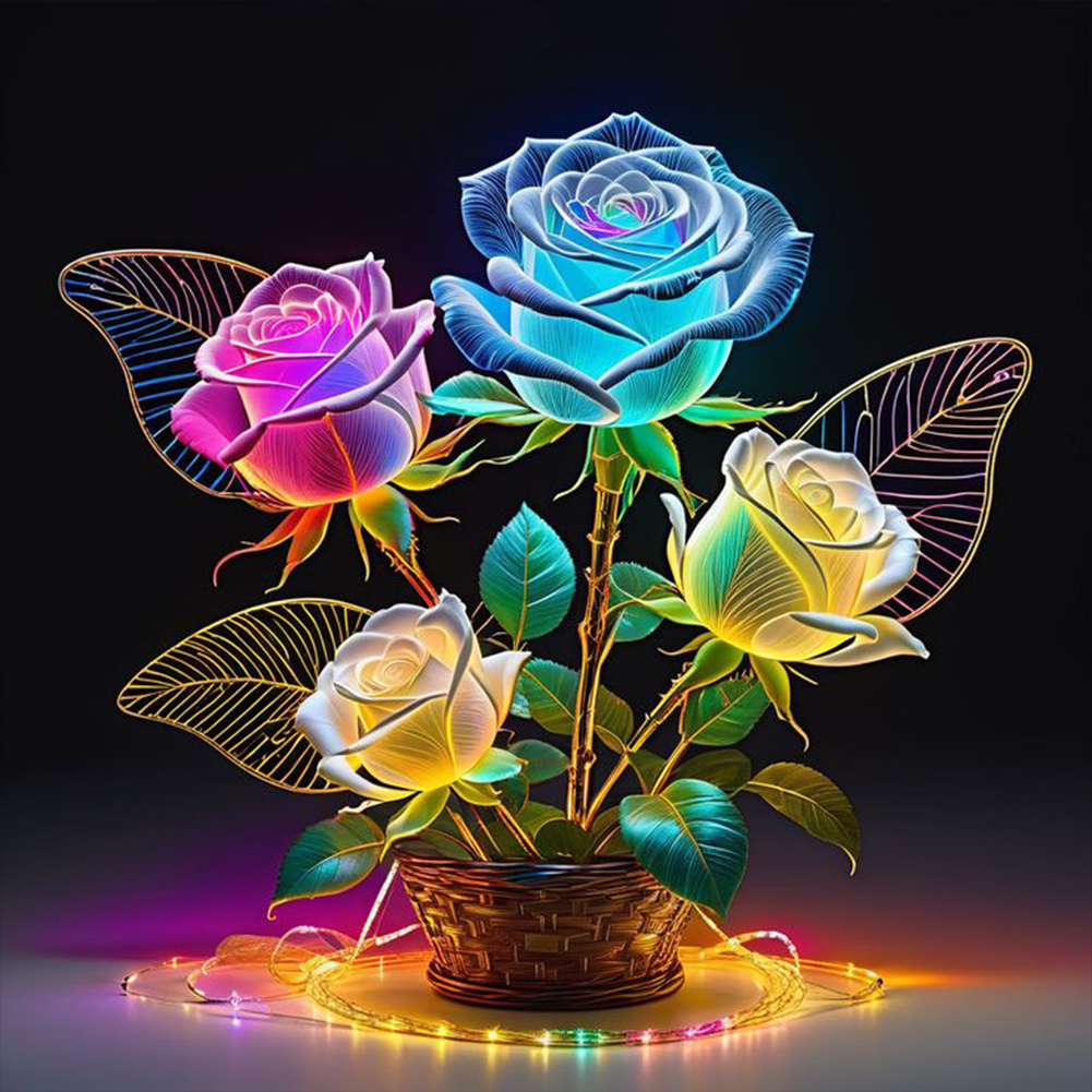 Luminous Roses 30*30cm(canvas) full round drill diamond painting