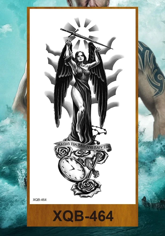 Temporary Tattoo Sticker Man Woman Arm Body Art Fake Tatoo Buddha Bodhisattva Believer Religion Valkyrie Female Warrior Goddess