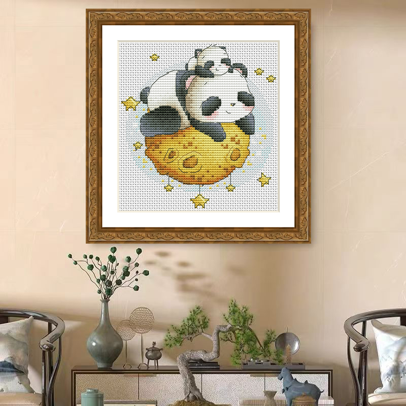1set DIY Printed Cross Stitch Kit 【CC2804- Planet Red Panda】printed (stamped) cross-stitch Painting Fairy Cross Stitch