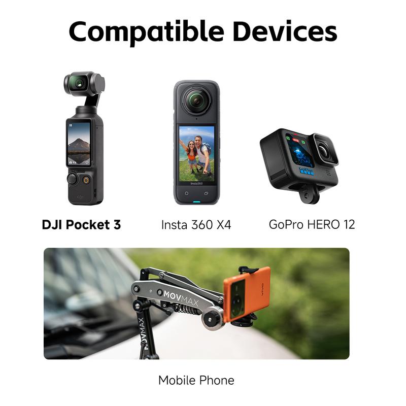 Product Introduction of MOVMAX Blade Arm Car accessories Camera Phone Suction Mount Camera Shock Mount  for phone camerasfor DJI Pocket 3. Insta 360. and GoPro 21