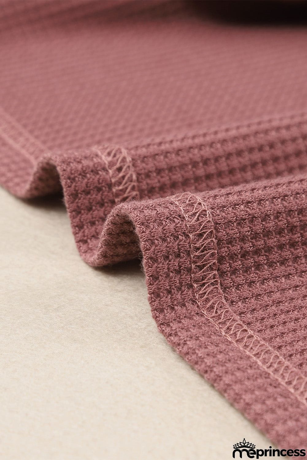 Scoop Neck Puff Sleeve Waffle Knit Top