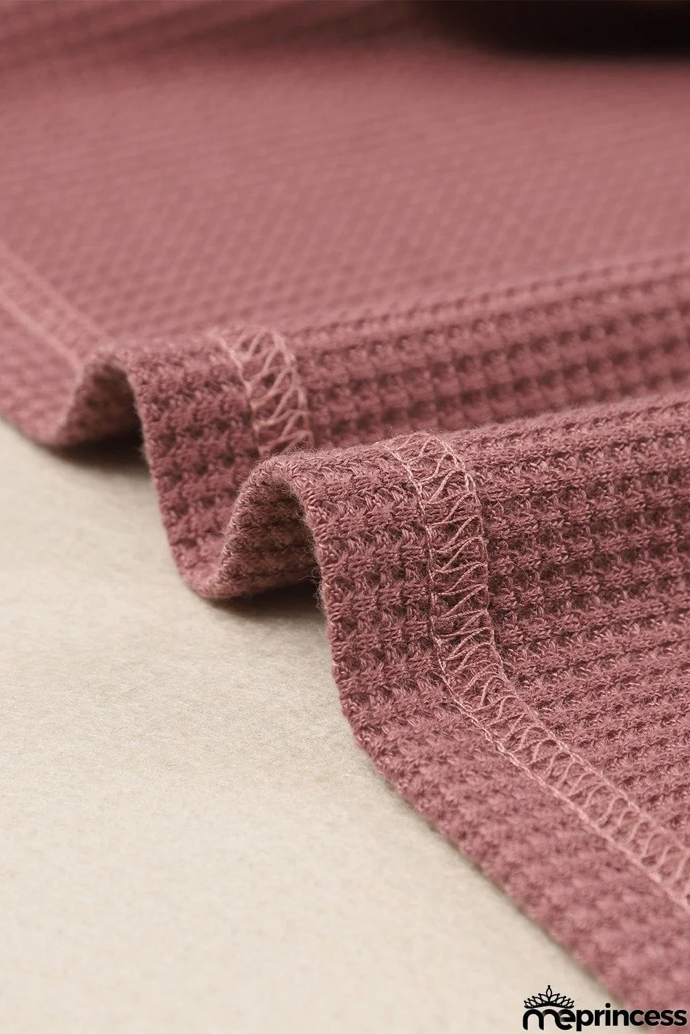 Scoop Neck Puff Sleeve Waffle Knit Top