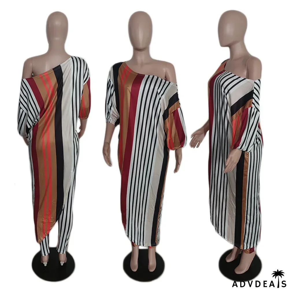 Women's Fashion Casual Loose Plus Size Slash Shoulder Pant Two Piece