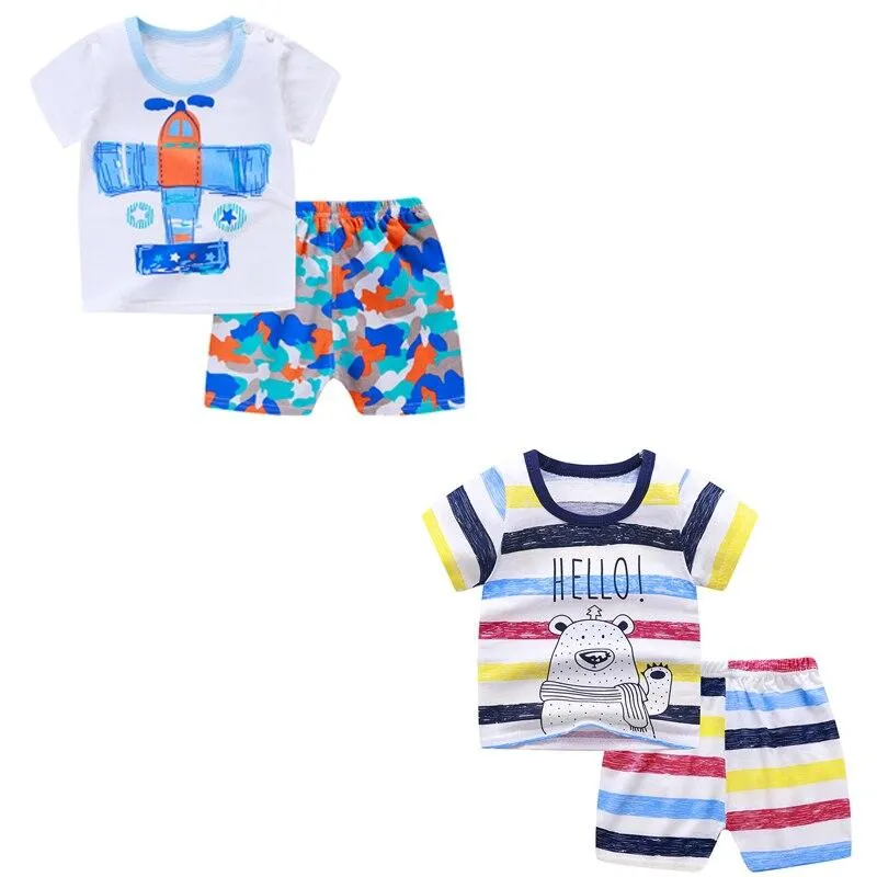 Boys Clothes Cute Summer Suit for Baby Boy T-Shirt + Shorts Cotton Infant Boy Suits Light Thin Children Kids Clothes Short