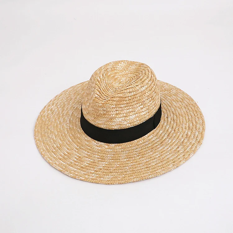 Wheat straw flat top straw hat