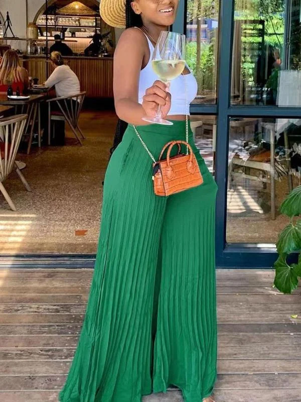 🔥Summer OutfitsPlus🌊Women's Pocket Pleated Wide Leg Pants