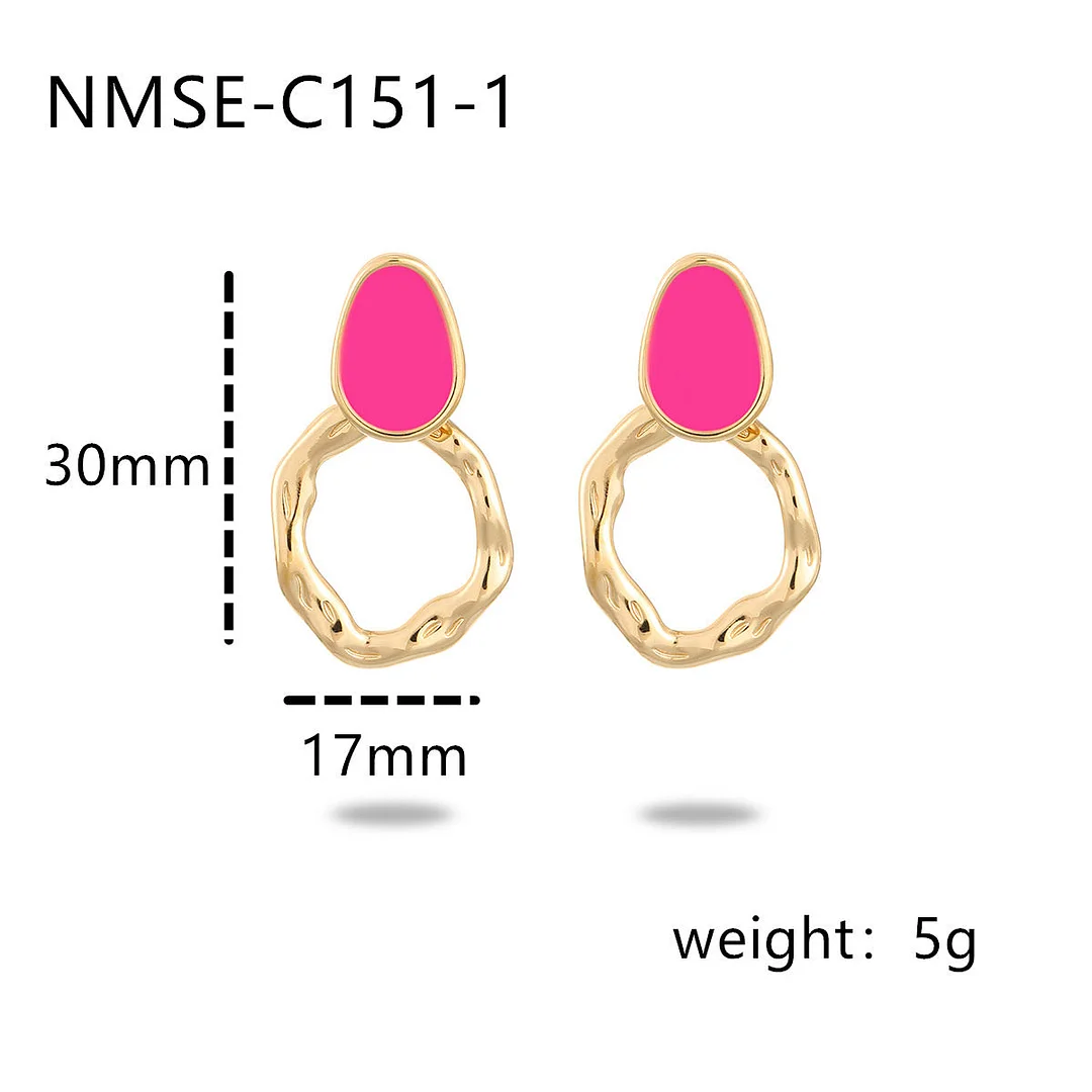 Retro Irregular Color Oil Dripping Stainless Steel Earrings