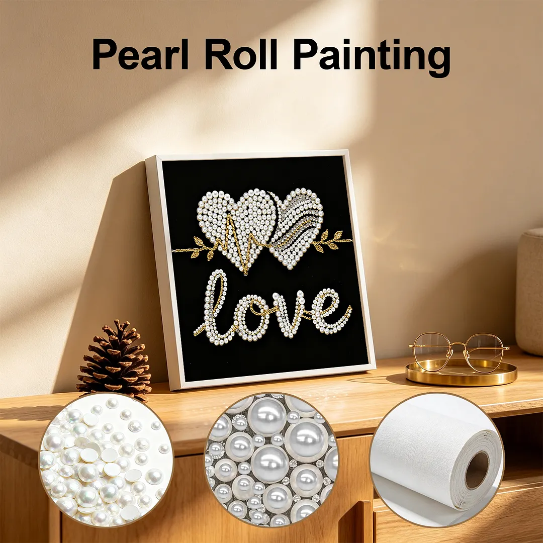 Love Self-Adhesive Frameless DIY Pearl Painting 30x30cm Canvas