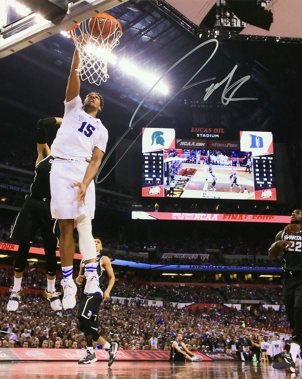 Jahlil Okafor Signed Duke Blue Devils 16x20 Photo Poster painting *Pelicans Tri-Star 7636215