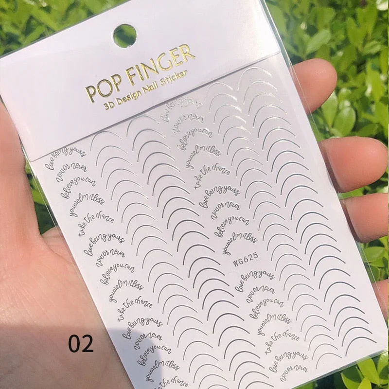 3D Stickers Bendable Gold Silver Lines Striping Tape Sticker Black White Lines Geometry Slider Decals For Manicures Decor