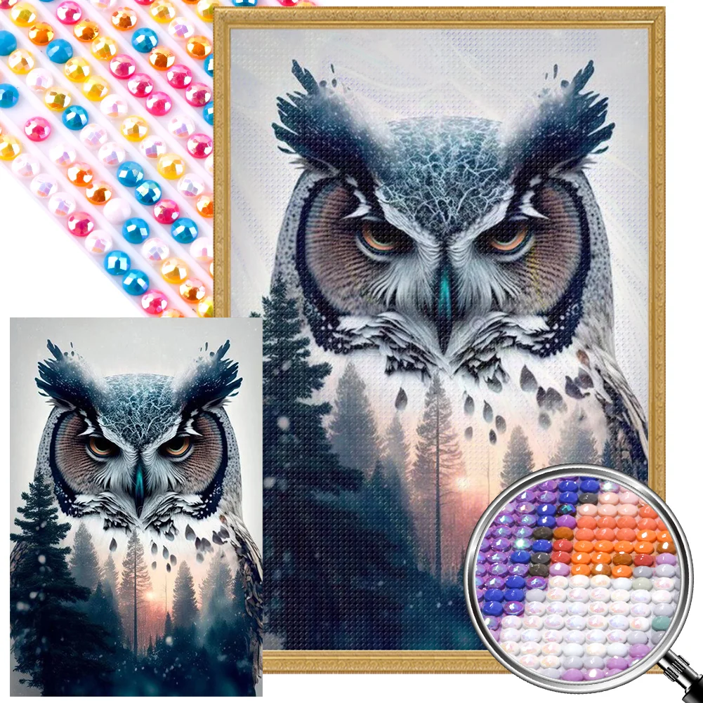 Full Round Partial AB Diamond Painting - Owl(Canvas|45*65cm)