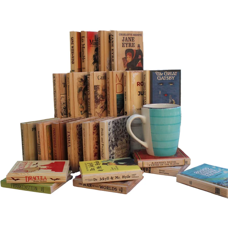 Reclaimed Wood Book Coaster Set