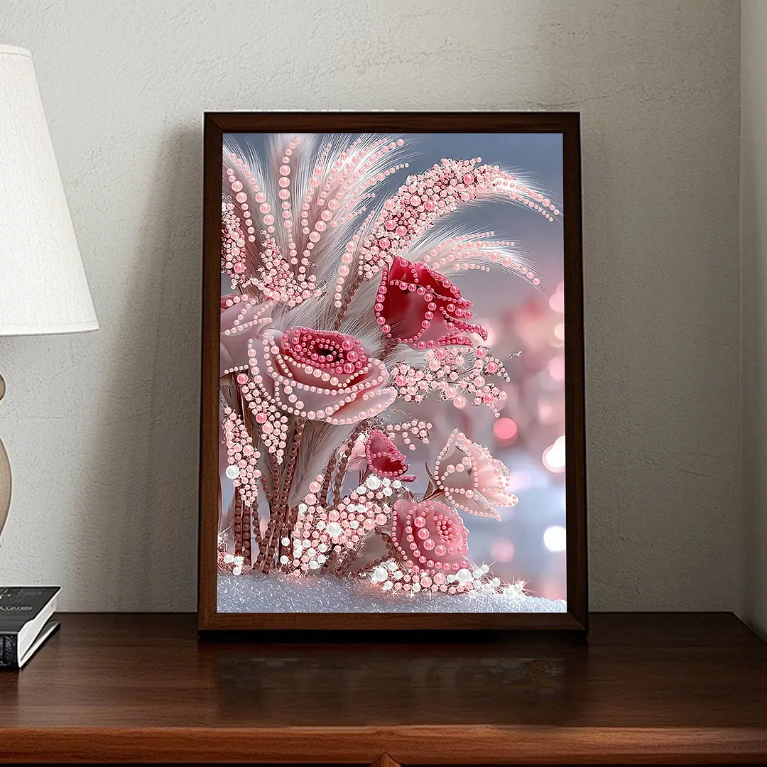 Pearl Painting Kit for Adults Pink Rose 11.81x15.75in