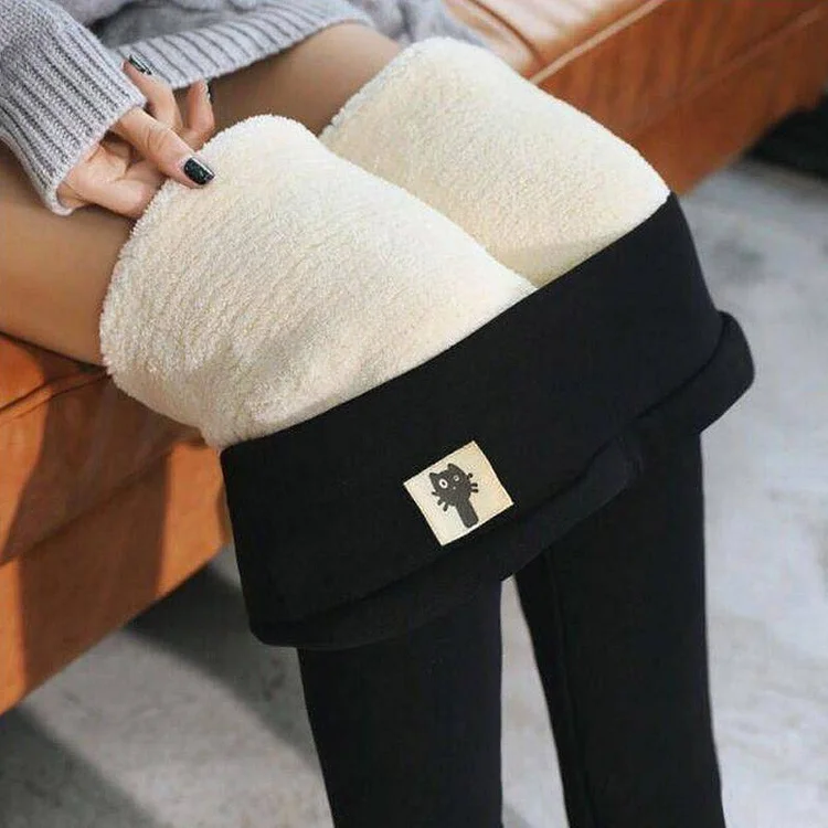 Women's Legging Fleece-Lined Thick Lambskin Leggings Women's Autumn and Winter High Waist