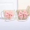 Cute Bow Straw Shoulder Bags Baby Girls Handmade Woven Crossbody Bag Princess Kids Messenger Bags Mini Coin Purse Beach Handbags