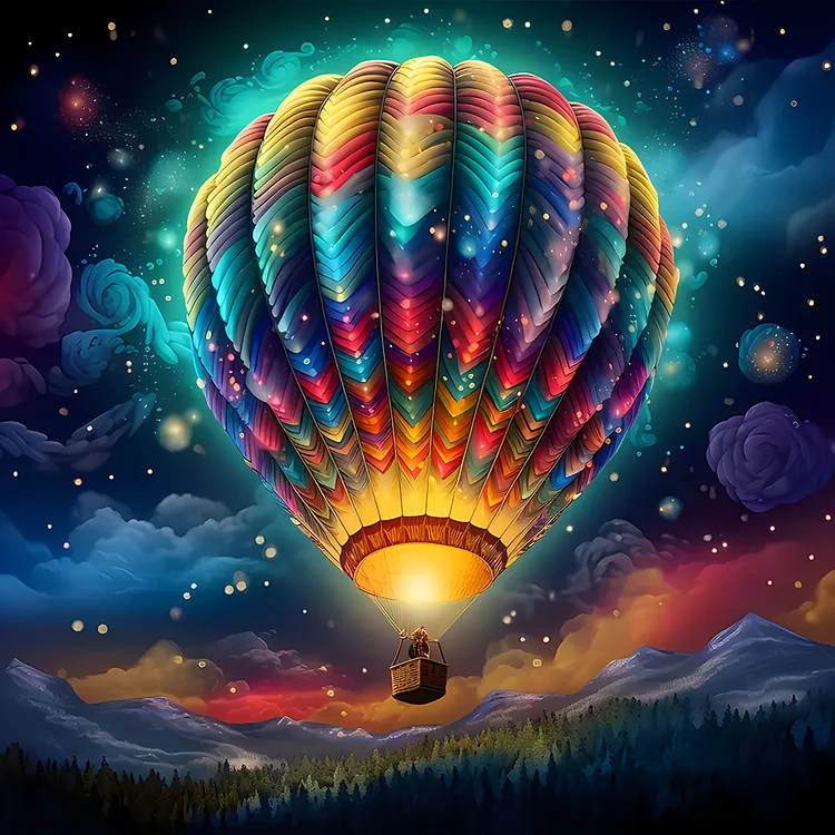 Hot Air Balloon In Oil Painting Style 30*30CM (Canvas) Full Round Drill Diamond Painting gbfke