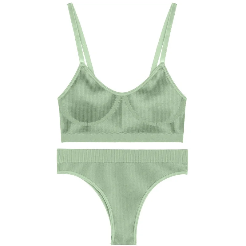 FINETOO Seamless Women Bra Panties Set Push Up Sports Tank Tops +Panty Sets Sexy Active Bra Lingerie Fitness Crop Top Underwear