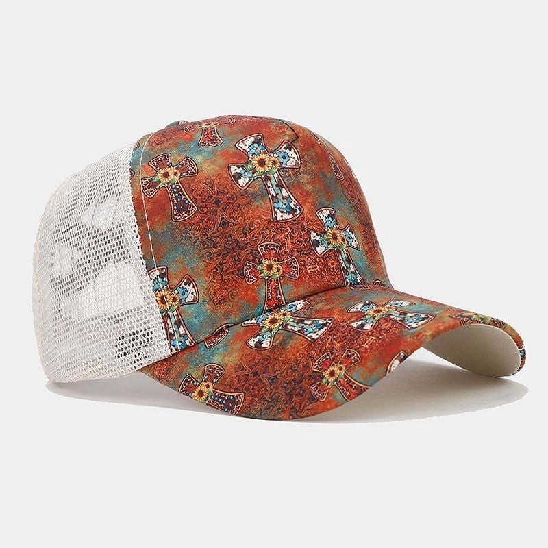 Unisex Casual Sunflower Leopard Printing Curved Eaves Baseball Cap