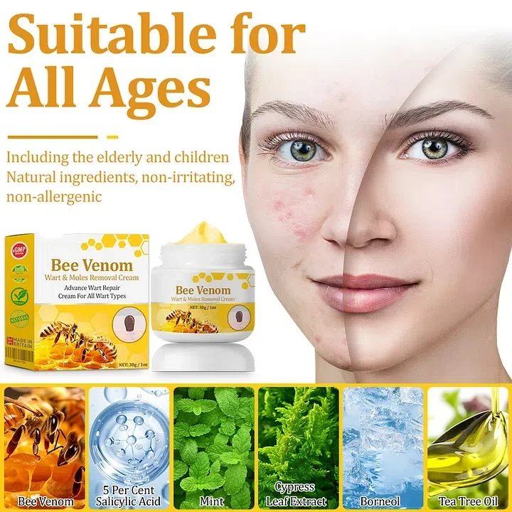 🐝👨‍⚕️TagCure Bee Venom Skincare Cream, Certified by The British Association of Dermatologists (BAD) – Helps Treat Persistent Warts, Skin Tags, Skin Lesions, Infections, Scarring, and Smooth Uneven Skin 🌿