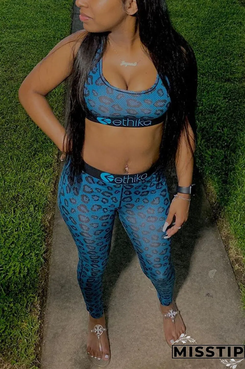 Yellow Fashion Sexy Printed Vest Trousers Set