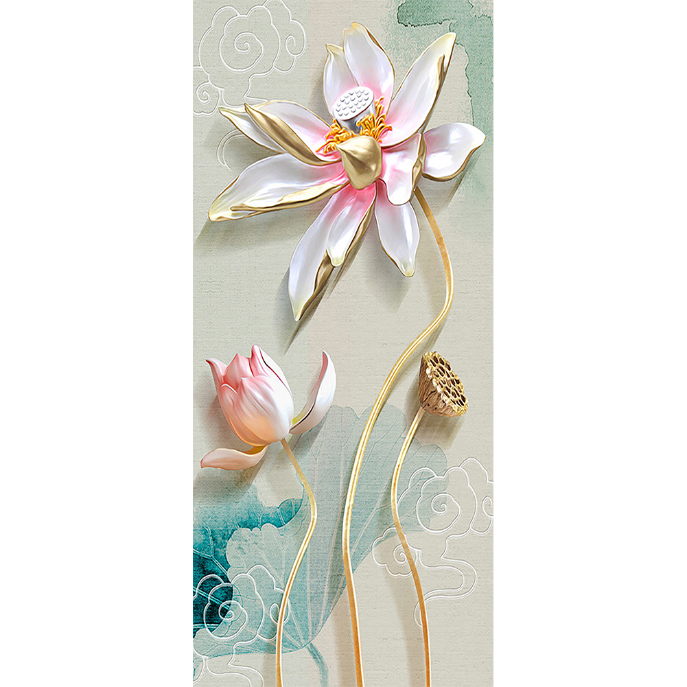 

40*85CM - Round Drill Diamond Painting - Lotus Flower, 501 Original