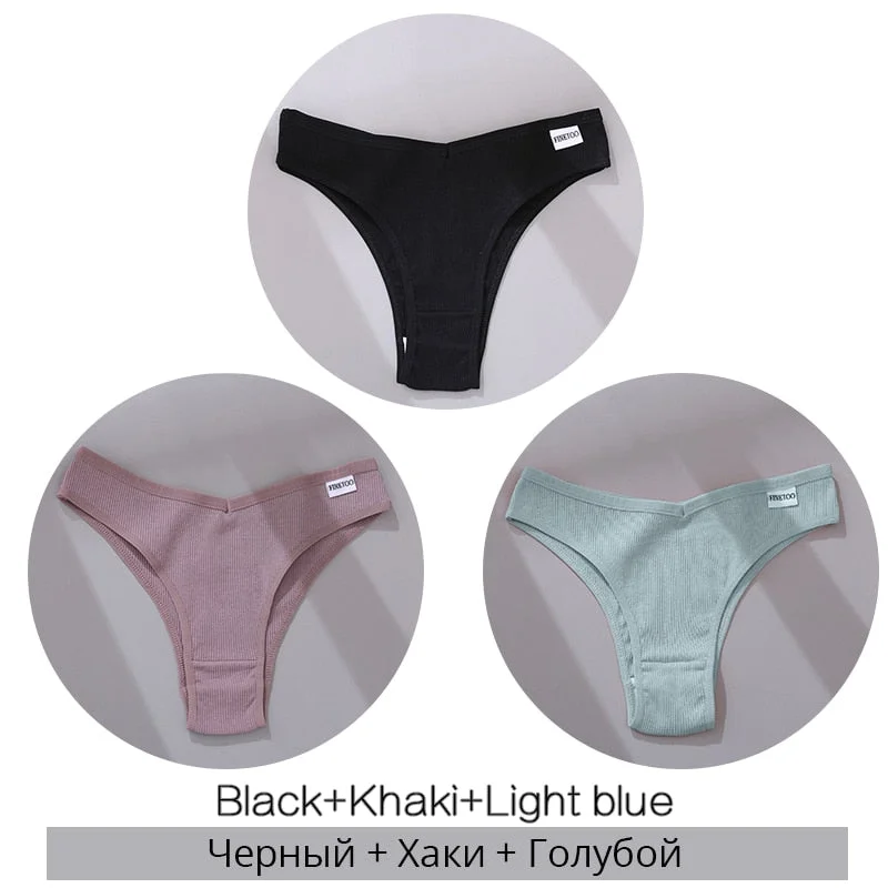 FINETOO Women's Brazilian Panties 3Pcs/set Women Cotton Underpants M-XL Comfortable Underwear Ladies Soft Panty Fast Shipping