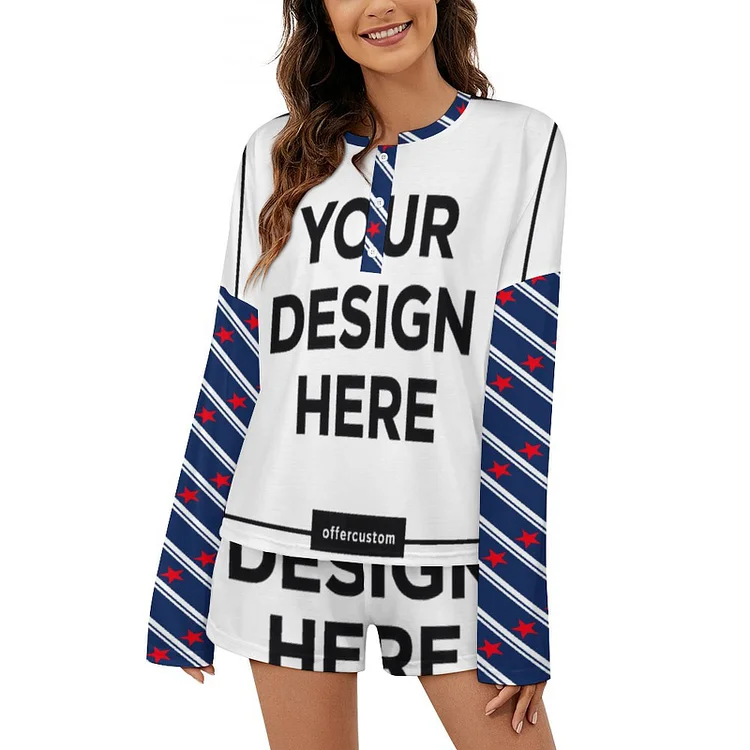 Personalized Custom Women's V-neck Pajamas Full Print