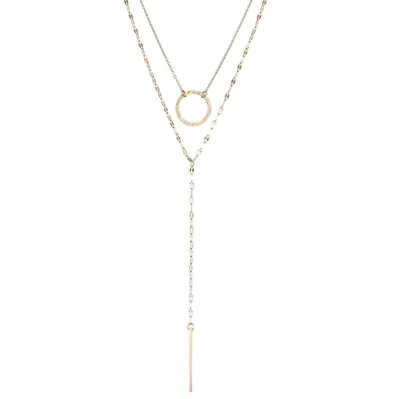 Stainless Steel 14K Gold Plated Fashion Plating Geometric Tassel Necklace