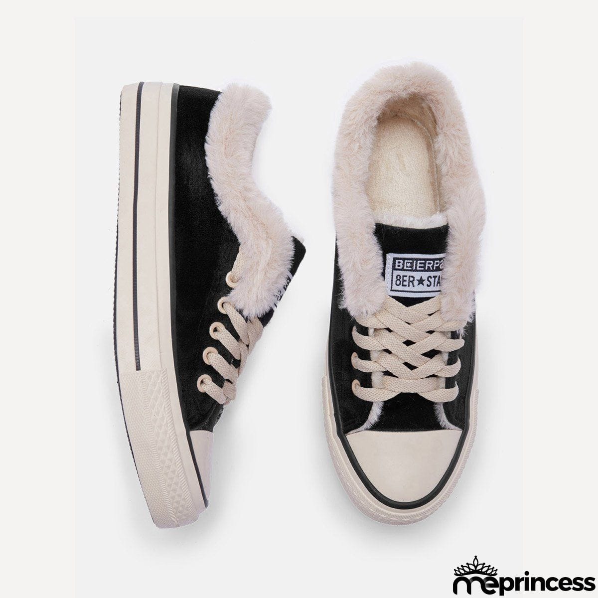 Womens Canvas Snow Sneakers Fur Lined Shoes
