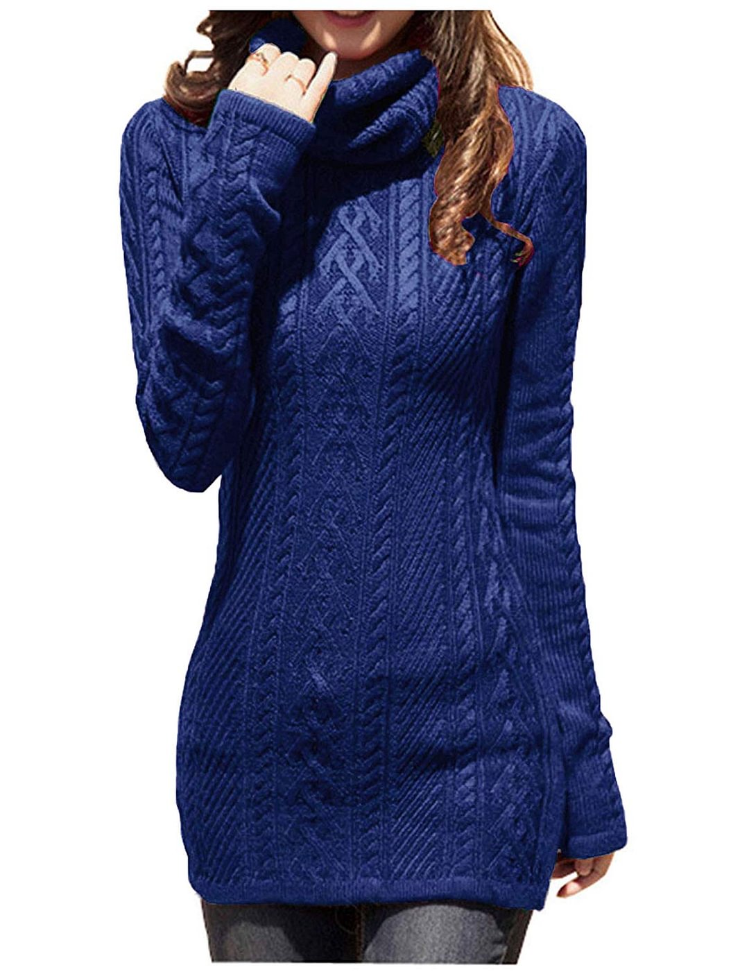 Women Polo Neck Sweater Knit Stretchable Elasticity Long Slim Sweater