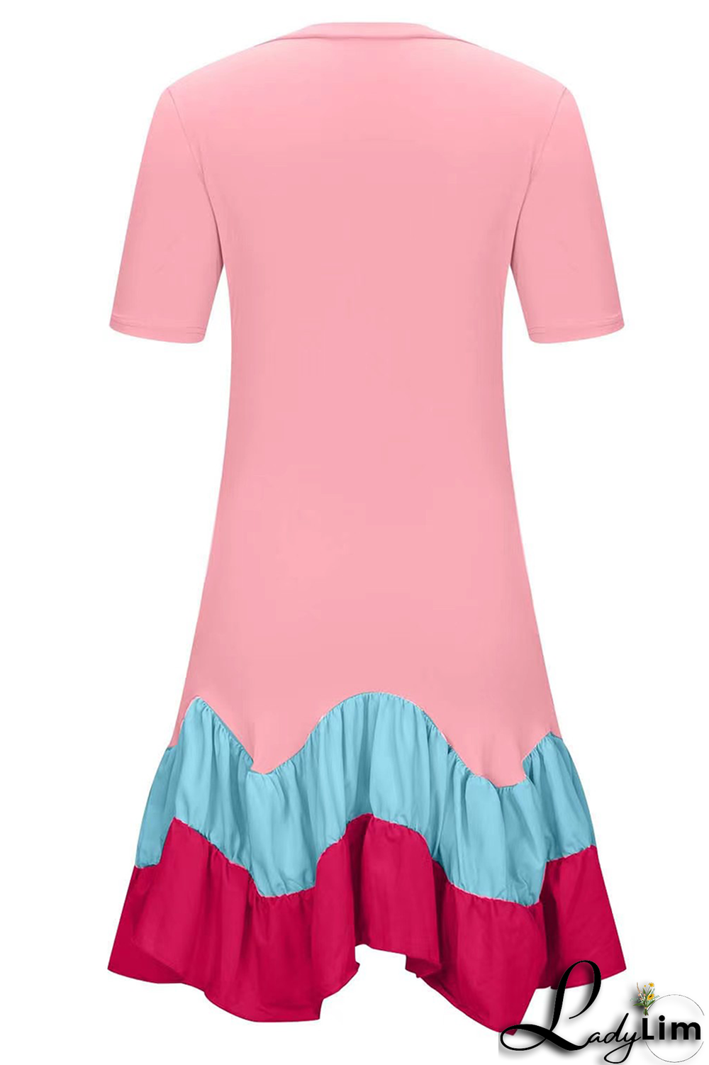 Black Fashion Print Flounce O Neck Cake Skirt Dresses