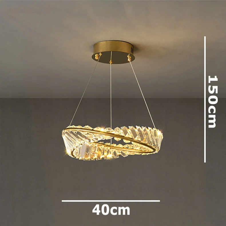 Dimmable Crystal Chandeliers Lighting Modern Ring Pendant Light LED Lamp Fixtures for Dining Room Livingroom Bedroom Kitchen