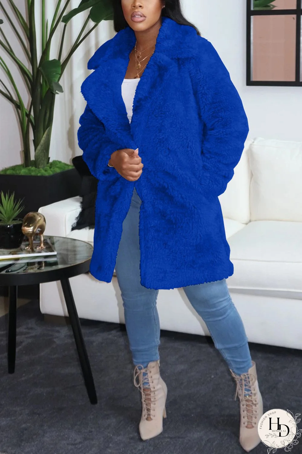 Rose Red Fashion Casual Solid Cardigan Turndown Collar Outerwear