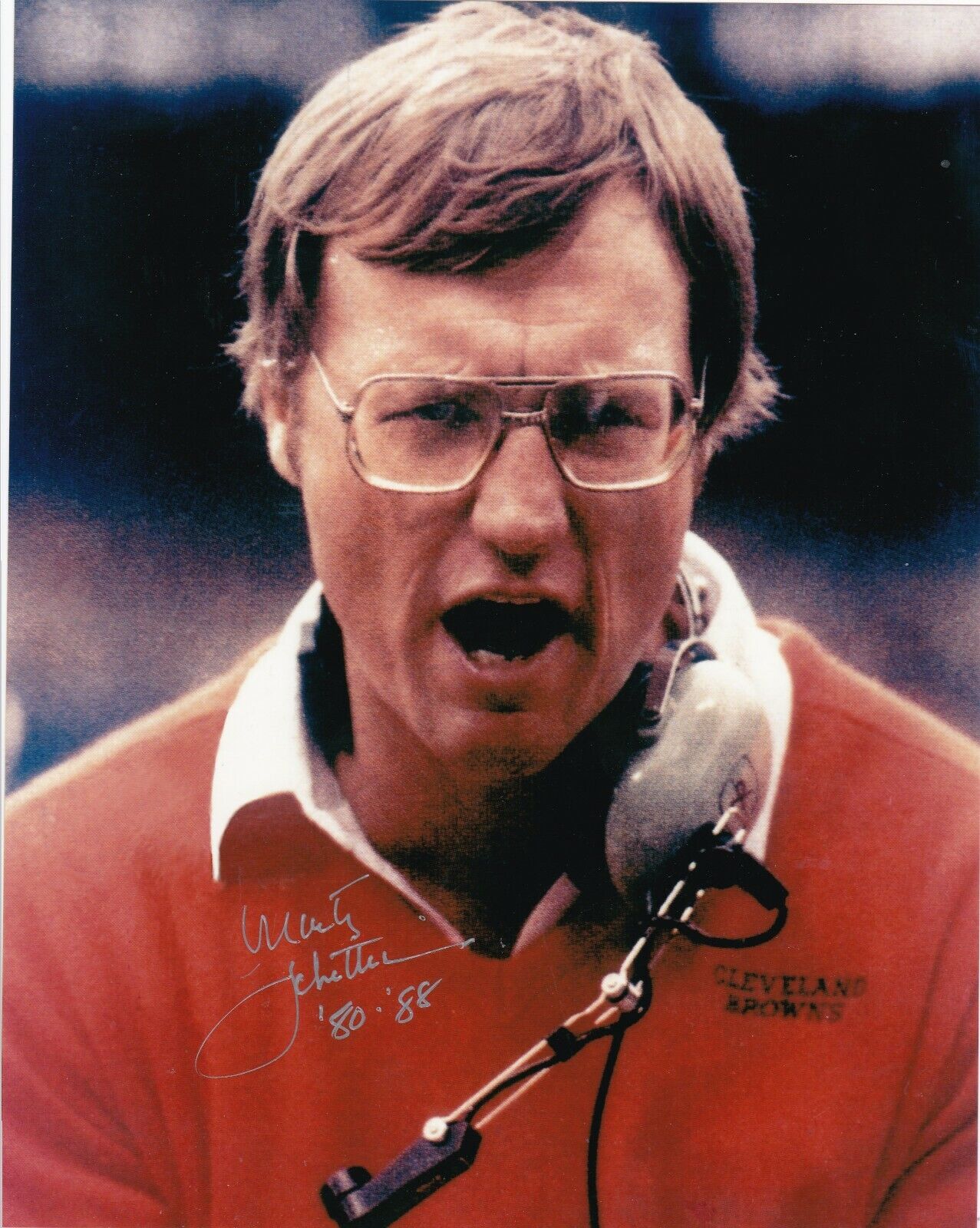 MARTY SCHOTTENHEIMER CLEVELAND BROWNS RARE ACTION SIGNED 8x10