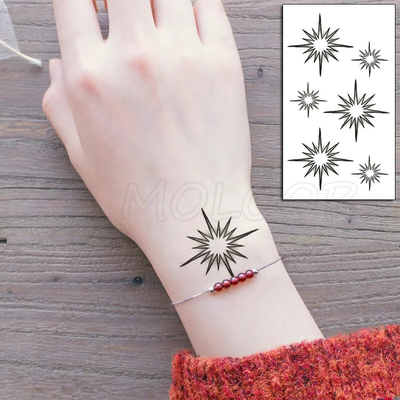 Tattoo Sticker Moon Sun Lunar Star Element Body Art Makeup Waterproof Temporary Women and Men Fake Tatoo